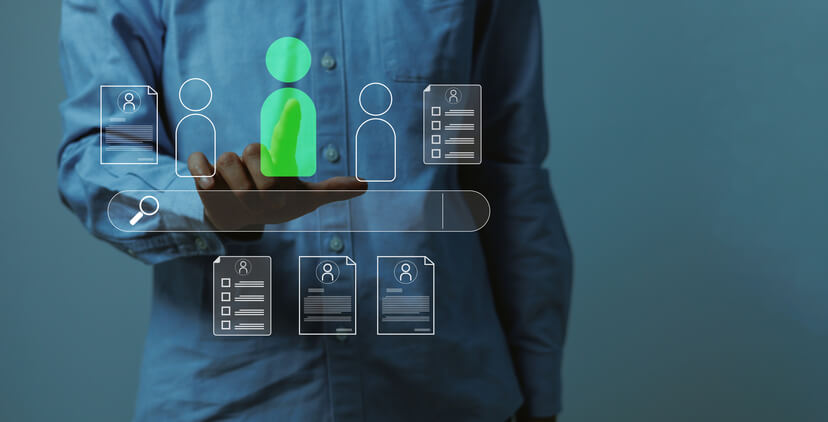 Recruitment candidate selection interface highlighting a quality candidate